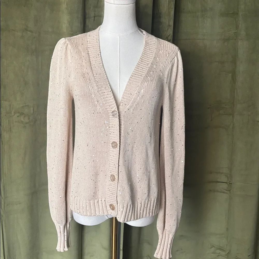 Generation Love Cream Knit sequin Cardigan , XS